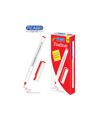 Picasso Colour Red Fineliner Pointer Pen Box Pack