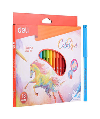 Deli Washable Felt Pens 18 Colours EC10000