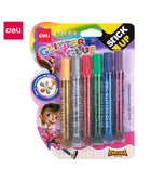 Deli Classic Glitter Glue Assorted Colours 6 Pack A71101