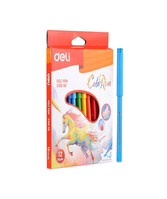 Deli Washable Felt Pens 12 Colours EC10000