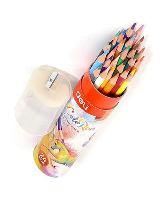 Deli Colored Pencil Tin Tube 24 Color
