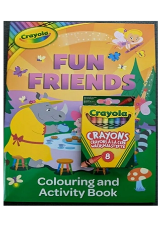 Crayola Fun Friends Colouring & Activity Book & Crayola Crayons Toddler 3+