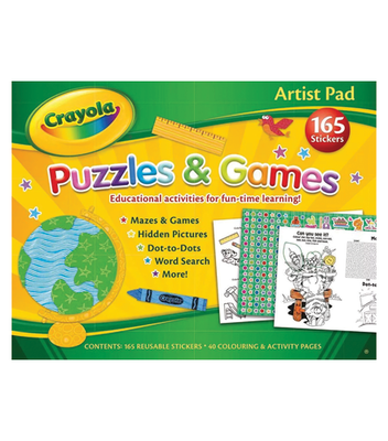 CRAYOLA ARTIST PAD PUZZLES & GAMES EDUCATIONAL ACTIVITY PAD KIDS CHILDREN LEARN