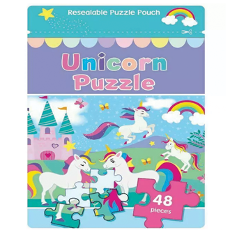 Unicorn Jigsaw Puzzle Resealable Pouch 48 Piece Age 3+ Stocking Filler