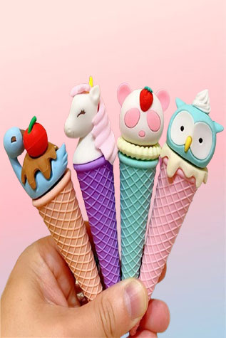 Ice Cream Cone Erasers: Pack of 4