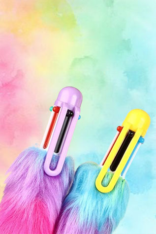 Rainbow Fluffy: 6 Color Ball Pen